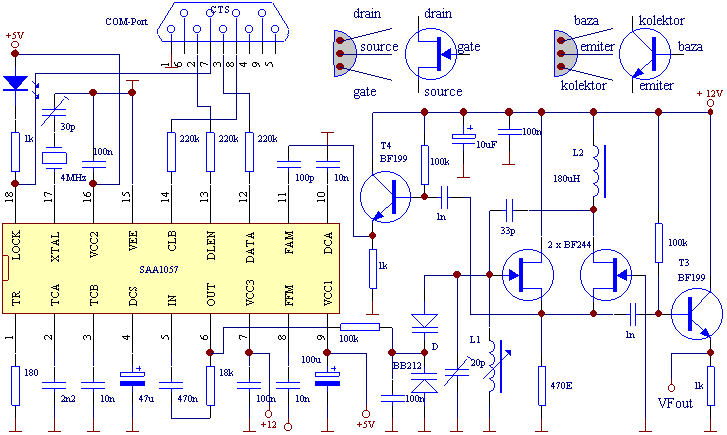 PLL z oscilatorjem z dvema FE tranzistorjema.